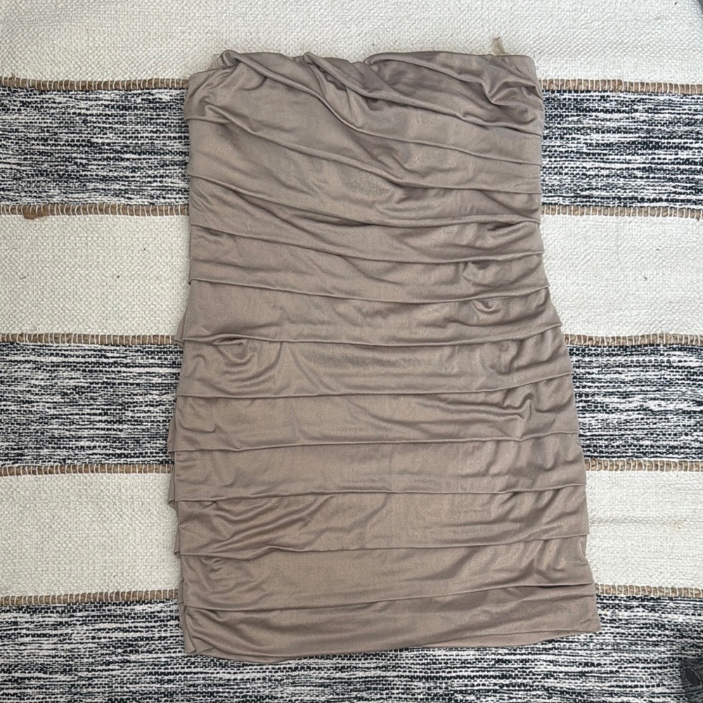 Speechless Brown Ruched Strapless Cocktail Dress
